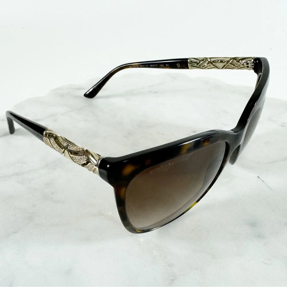 Bvlgari Tortoiseshell Cat Eye Sunglasses with Brown Gradient Lenses